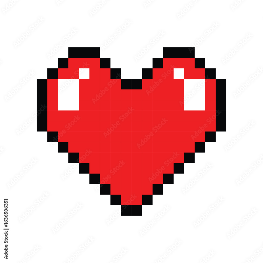 Fototapeta premium pixel art heart or love icon for valentine on white background
