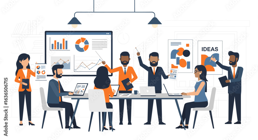 Fototapeta premium Team Collaboration and Business Strategy Meeting Presentation