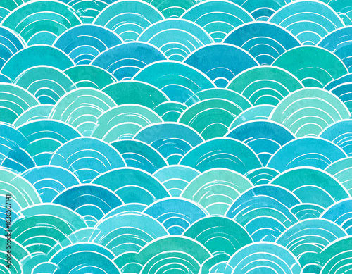 Beautiful Japanese style wave pattern illustration background