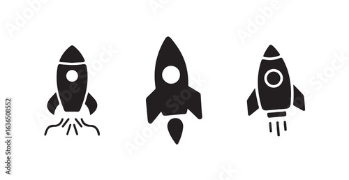 rocket launch icon silhouette, vector  illustration 10.