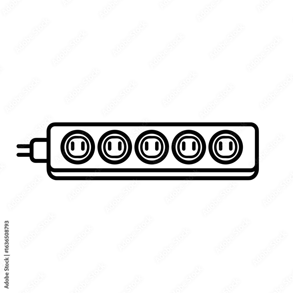 Fototapeta premium Power extension cord with five outlets for home or office use Remote work icon