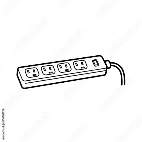 Power strip with multiple outlets and electrical cord in simple design  Remote work icon