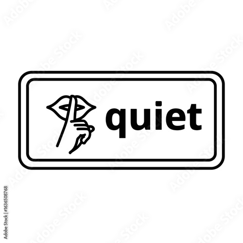 Quiet sign indicating silence with finger on lips illustration  Remote work icon