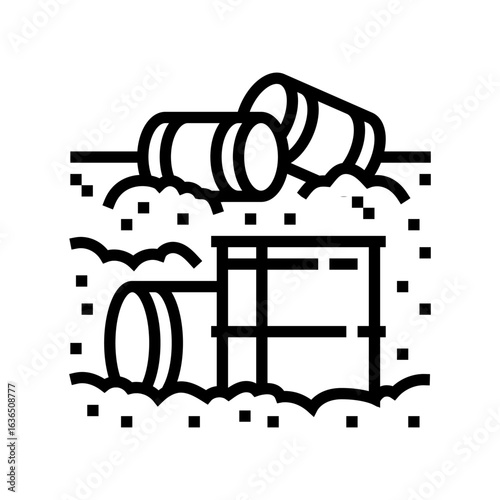 landfill toxic pcb drums line icon vector illustration