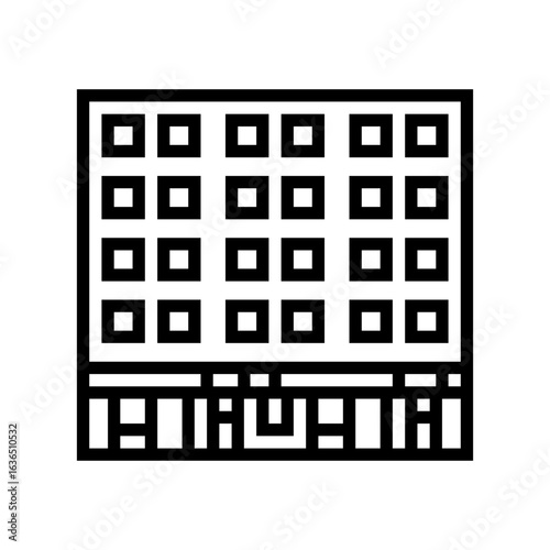 mixed use buildings urbanization line icon vector illustration