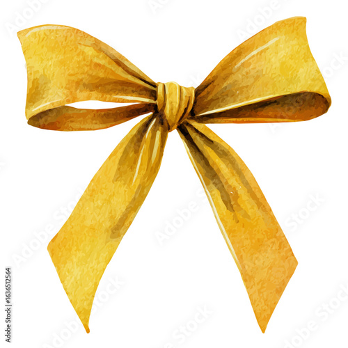 My Watercolor illustration golden ribbon with bow painting isolated on a white background, illustration, AI painting design, vector set, eps format, My illustration design, collection