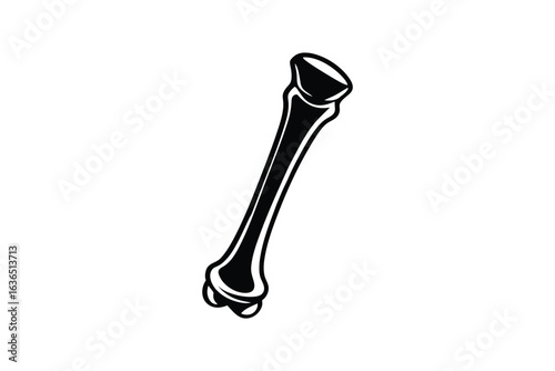 Stylized Bone Illustration in Black and White Medical Anatomy Simple Design Vector Art Silhouette