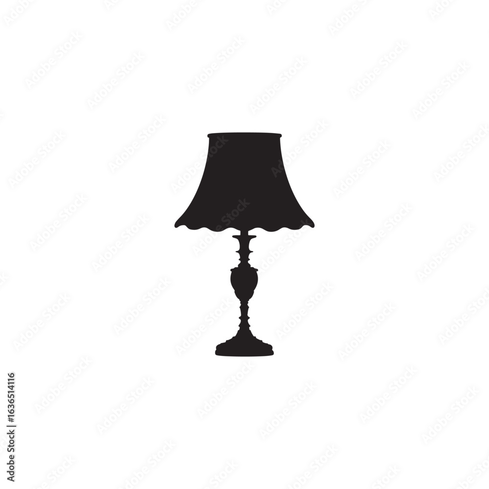 Obraz premium Vintage Table Lamp Silhouette Icon Isolated on White Background