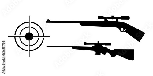 Rifle riffle with target silhouette icon sniper gun fire shoot icon isolated