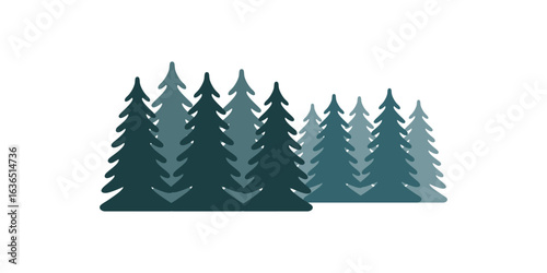 Pine tree silhouette forest background wildlife landscape graphic isolated