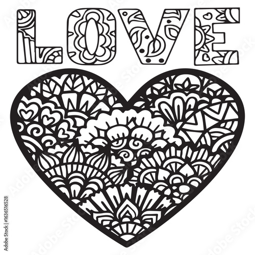 A happy valentine day photo outline design with a decorative heart sheaf