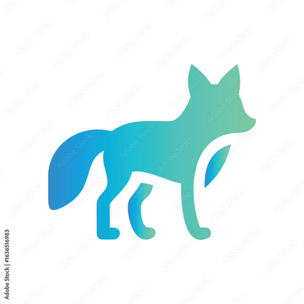Fototapeta premium Gradient Fox Icon – Minimal Wild Animal Illustration
