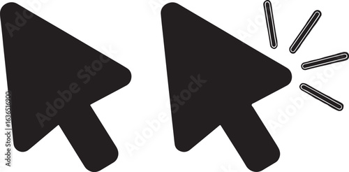 Black Computer Mouse Cursor Icons One Active pointer, cursor, mouse, pointer, computer, technology, digital, click, selection, navigation, internet, website, user interface, ui, ux, interaction, actio