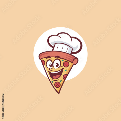 Mascot cartoon pizza vector illustration logo.