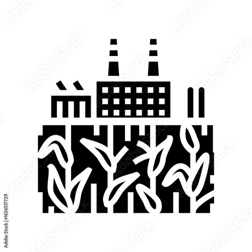 contaminated food crops region high industrial pollution glyph icon vector illustration
