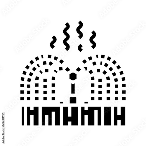 farmers using water contaminated metals irrigation glyph icon vector illustration
