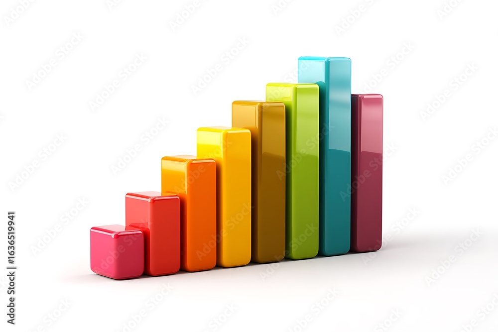 Vibrant 3D bar graph showing positive growth trends for your next big project or financial presentation needs Vibrant 3D bar graph showing positive growth trends for your next big project or financial presentation needs