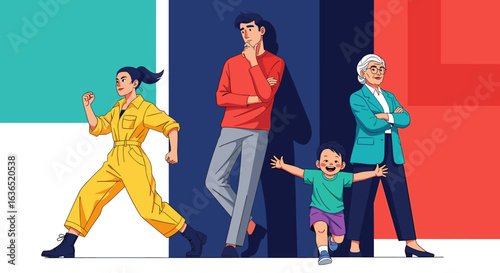 Diverse group of people representing different generations and backgrounds