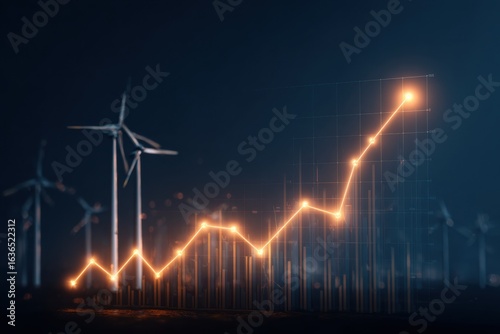 Oil Price Increase Graph With Wind Turbines Representing Energy Trends