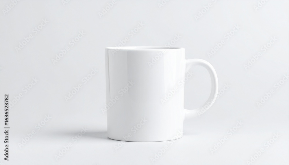 Obraz premium A traditional plain white ceramic coffee mug for a comforting hot beverage, isolated on a bright minimalist background for easy customization