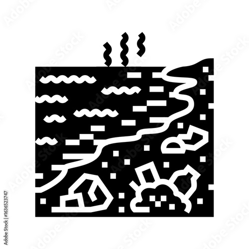 rotting garbage riverbank glyph icon vector illustration