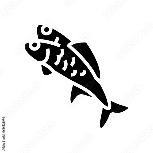 mutated fish deformities glyph icon vector illustration