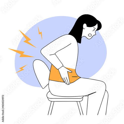 Woman experiencing lower back pain sciatica and spinal discomfort pain 66