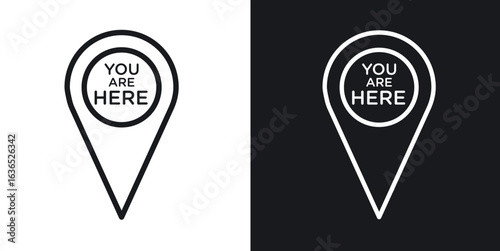You are Here Pointer icon. Thin Linear Style Designs for web design and infographics