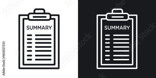 Summary icon. Thin Linear Style Designs for web design and infographics