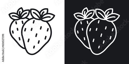 Strawberry icon. Thin Linear Style Designs for web design and infographics