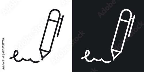 Signature icon. Thin Linear Style Designs for web design and infographics