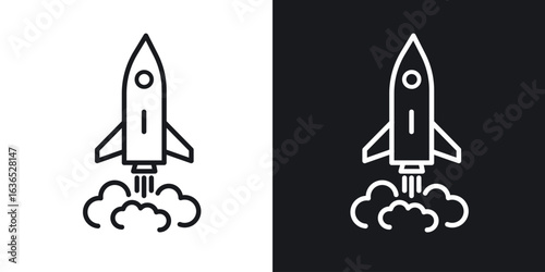 Rocket launch icon. Thin Linear Style Designs for web design and infographics