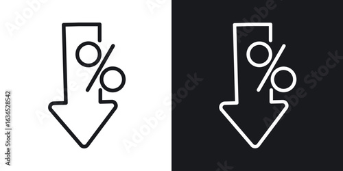 Percent down icon. Thin Linear Style Designs for web design and infographics
