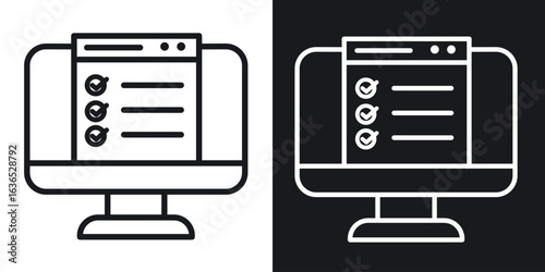 Online exam test icon. Thin Linear Style Designs for web design and infographics