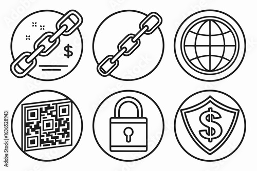 Blockchain and finance icons