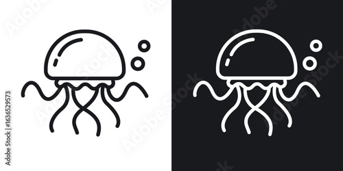 Jellyfish icon. Thin Linear Style Designs for web design and infographics