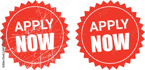 Apply Now Badge Icon in Red Stamp Style