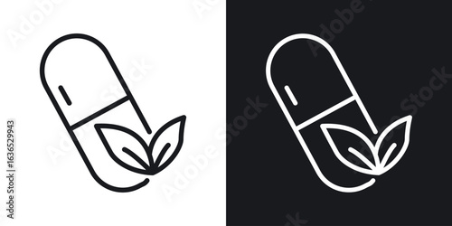 Herbal capsule icon. Thin Linear Style Designs for web design and infographics