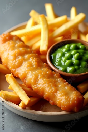 fish and chips with peas