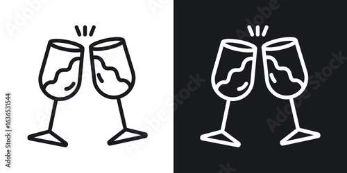 Clinking glasses icon. Thin Linear Style Designs for web design and infographics