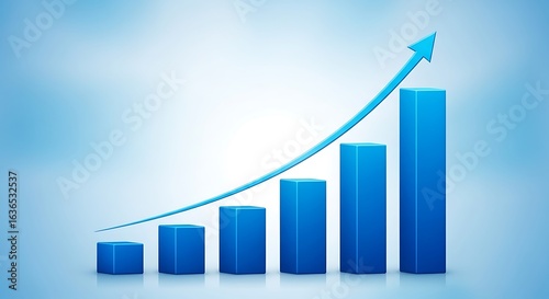 Blue 3d bar chart showing upward trend and growth Free Download Blue 3d bar chart showing upward trend and growth - GFXLoad