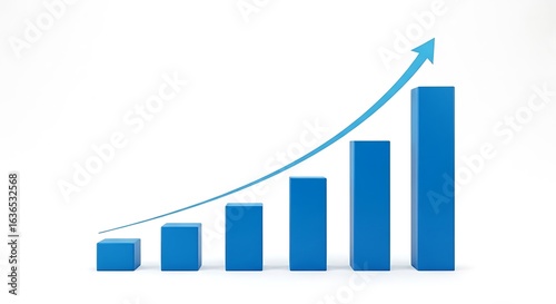 Free Download Blue bar graph showing upward trend with arrow indicating growth - GFXLoad