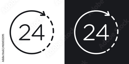 24 Hour time icon. Thin Linear Style Designs for web design and infographics