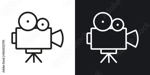 Video camera icon. Thin Linear Style Designs for web design and infographics