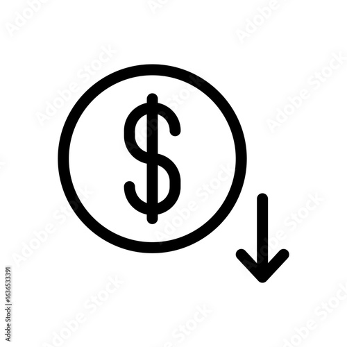 cost reduction line icon symbol sign vector, vector illustration