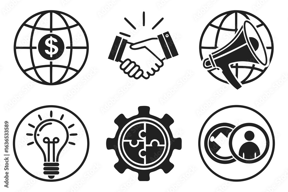 Fototapeta premium Global business and marketing icons