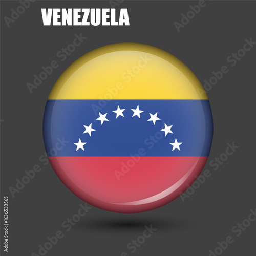 Free Download National flag of Venezuela in circle shape.Vector.Round 3d flag icon withhigh detail.Spherical flag illustration. - GFXLoad
