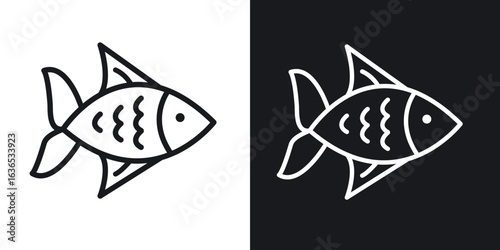 Fish icon. Thin Linear Style Designs for web design and infographics