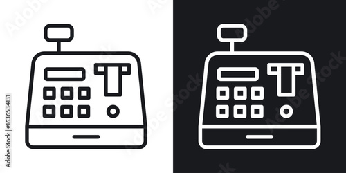 Cash register icon. Thin Linear Style Designs for web design and infographics