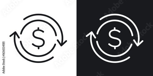 Cash flow icon. Thin Linear Style Designs for web design and infographics